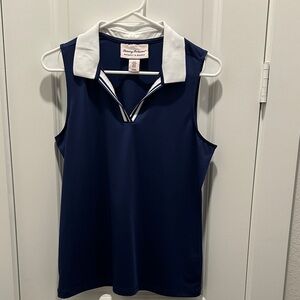 Tommy Bahama Navy and White Sleeveless Top